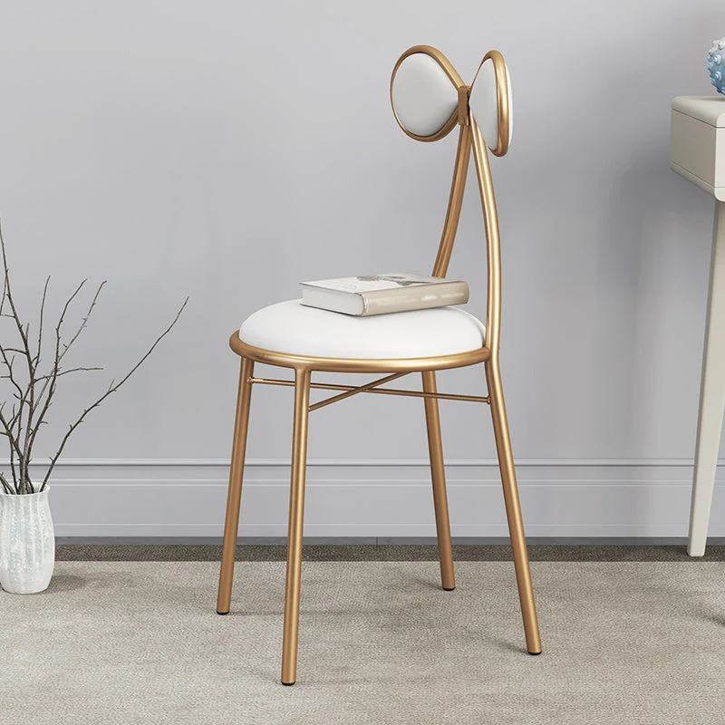 Scandinavisch design armloze bijzetstoel lederen eetkamerstoel met open rug Clearhalo