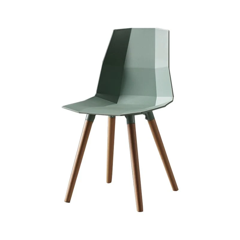 Scandinavisch design kunststof eetkamerstoel zonder armleuning, stoel met massieve rugleuning en houten poten Clearhalo