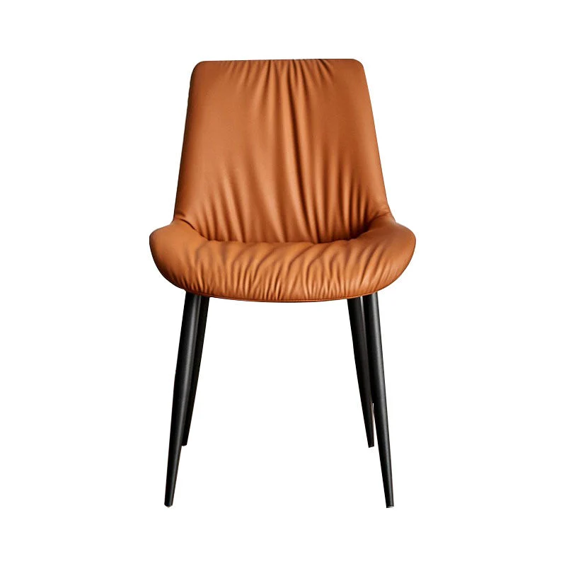 Scandinavisch design lederen eetkamerstoel voor thuis Armloze stoel met stevige rugleuning Clearhalo