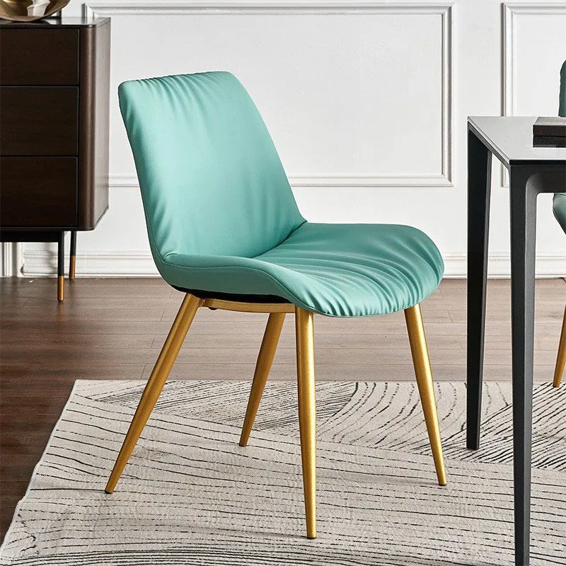 Scandinavisch design lederen eetkamerstoel voor thuis Armloze stoel met stevige rugleuning Clearhalo