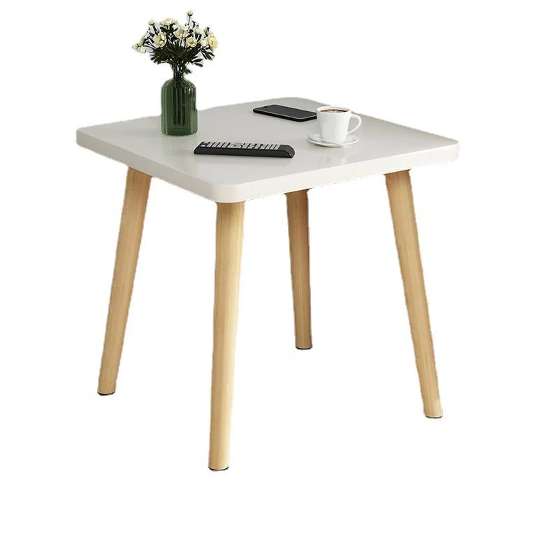 Scandinavische 16,5-inch hoge bijzettafel met houten blad, vierkante bijzettafel met 4 poten Clearhalo