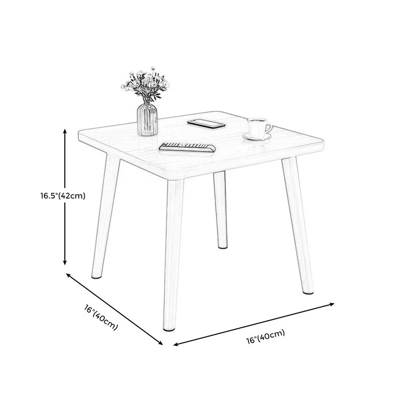 Scandinavische 16,5-inch hoge bijzettafel met houten blad, vierkante bijzettafel met 4 poten Clearhalo