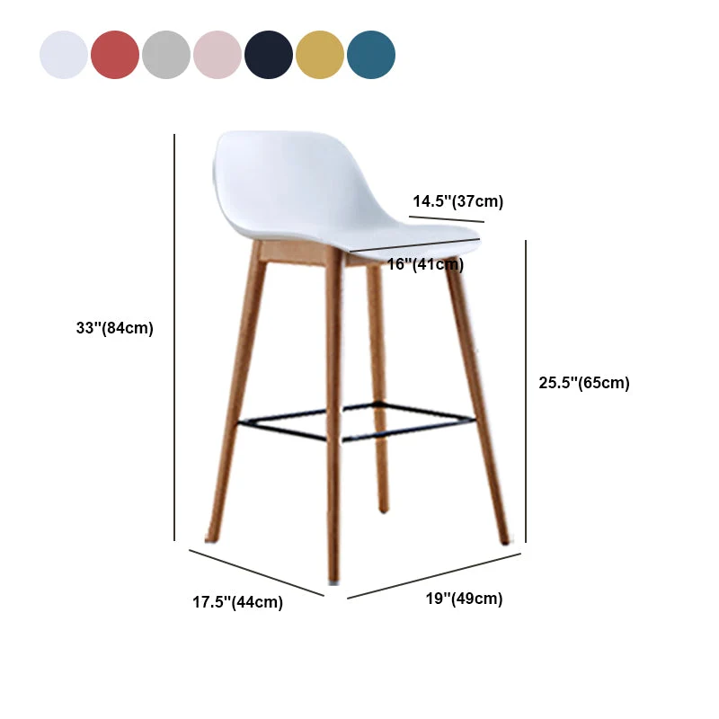 Scandinavische armloze barkrukken Kunststof barkruk met lage rugleuning en 4 beukenhouten poten Clearhalo