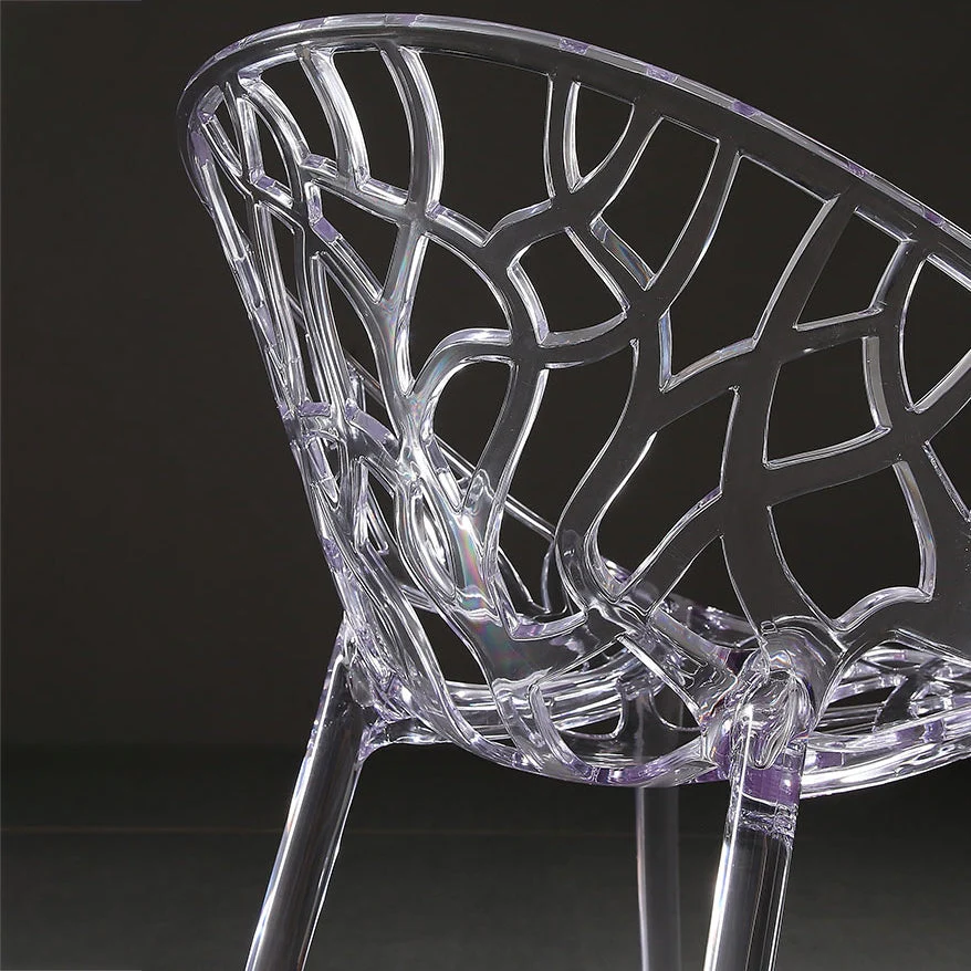 Scandinavische armloze eetkamerstoelen Acryl kruisstoel aan de achterkant Clearhalo