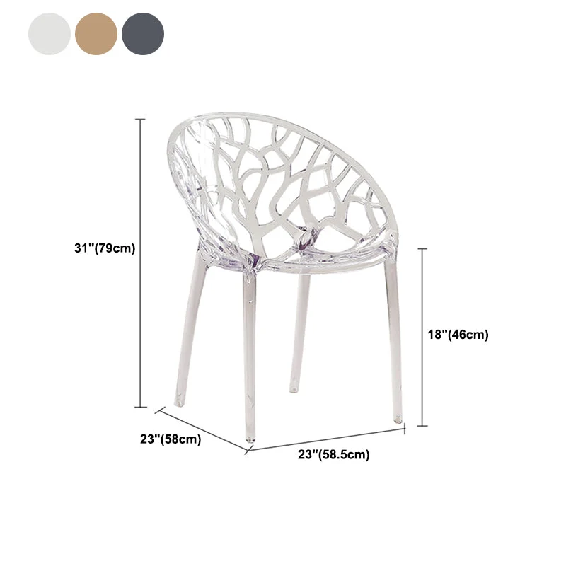 Scandinavische armloze eetkamerstoelen Acryl kruisstoel aan de achterkant Clearhalo