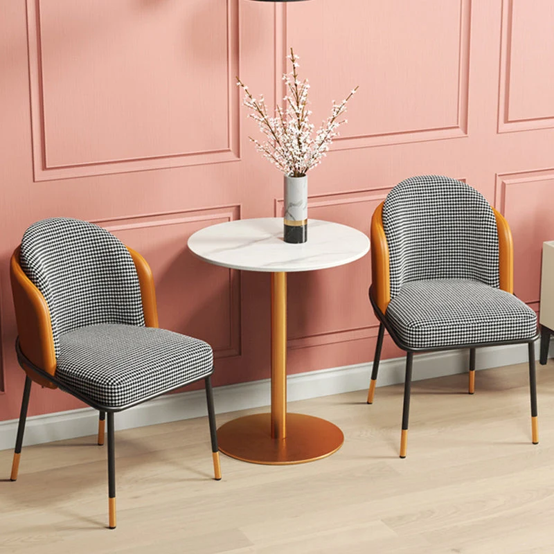 Scandinavische eetkamerstoel met gestoffeerde stof, stoel met stevige rugleuning Clearhalo