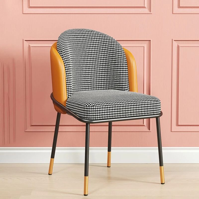 Scandinavische eetkamerstoel met gestoffeerde stof, stoel met stevige rugleuning Clearhalo