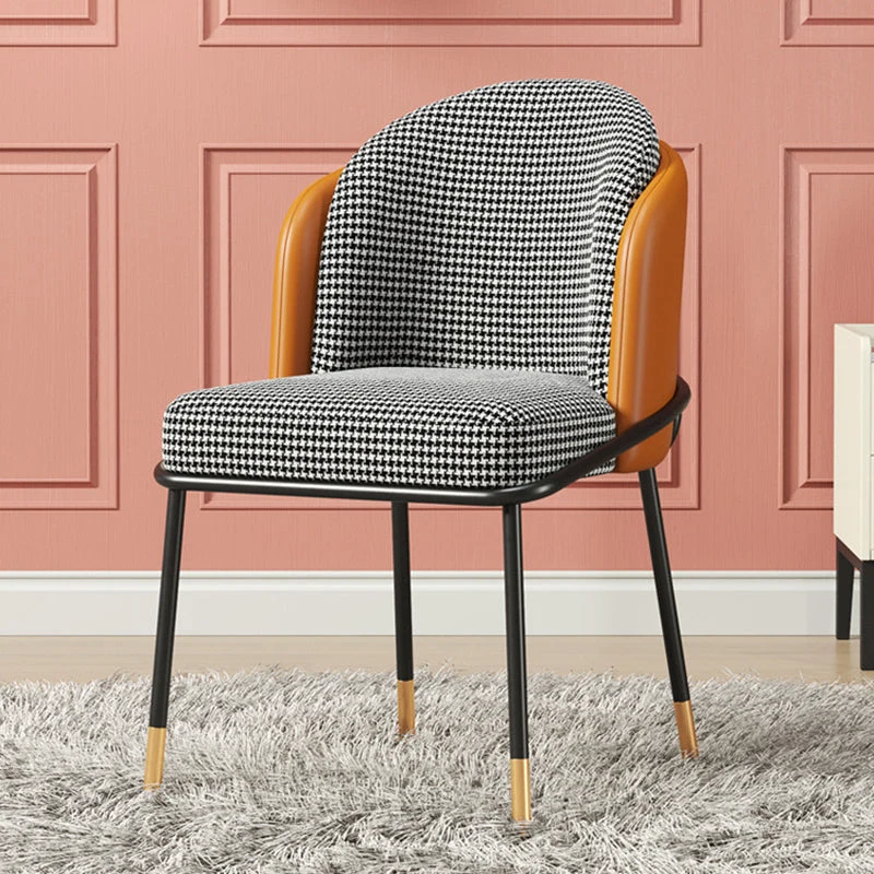 Scandinavische eetkamerstoel met gestoffeerde stof, stoel met stevige rugleuning Clearhalo