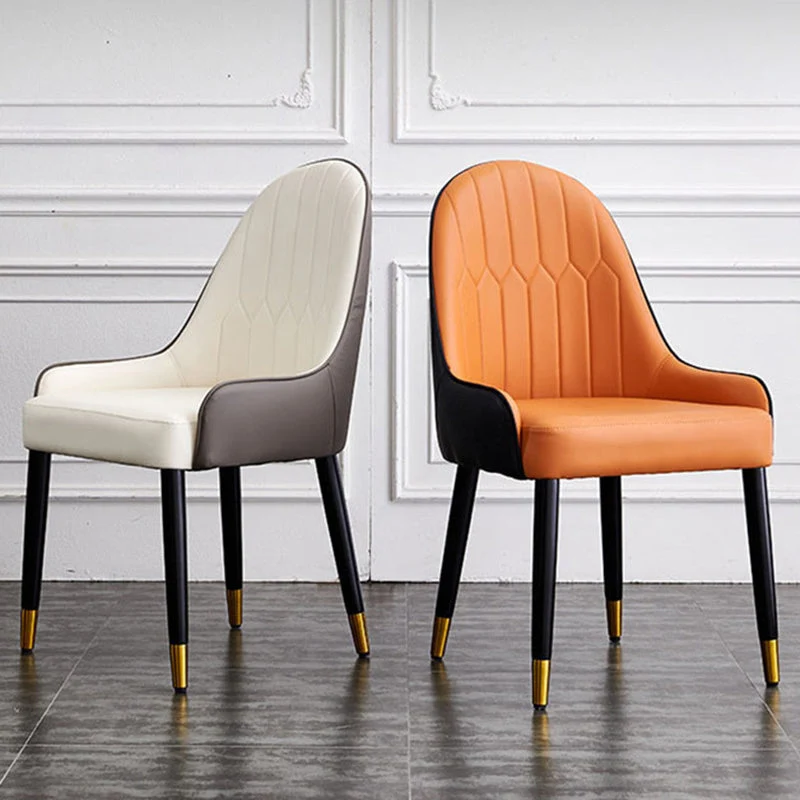 Scandinavische eetkamerstoelen van kunstleer, stevige zijstoel met achterarm Clearhalo