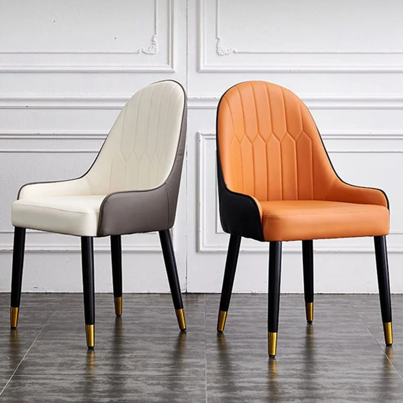 Scandinavische eetkamerstoelen van kunstleer, stevige zijstoel met achterarm Clearhalo