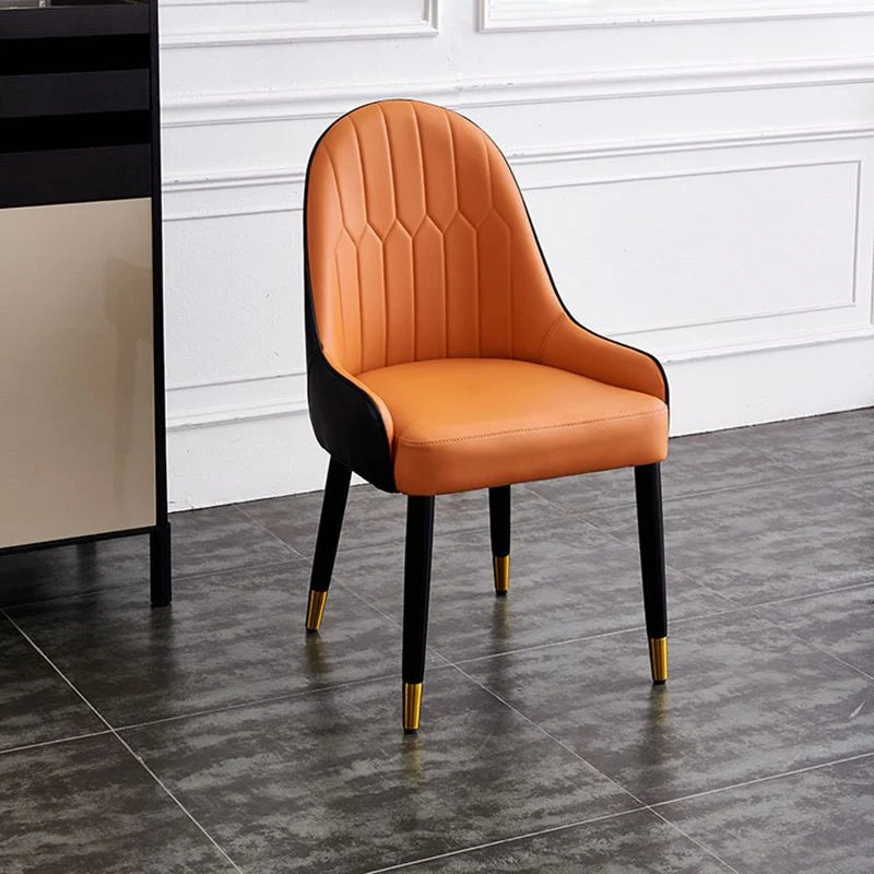 Scandinavische eetkamerstoelen van kunstleer, stevige zijstoel met achterarm Clearhalo