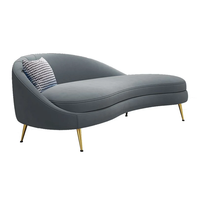 Scandinavische effen kleur fluweel getufte chaise stoel met gerolde armen Clearhalo