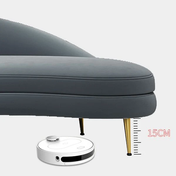 Scandinavische effen kleur fluweel getufte chaise stoel met gerolde armen Clearhalo