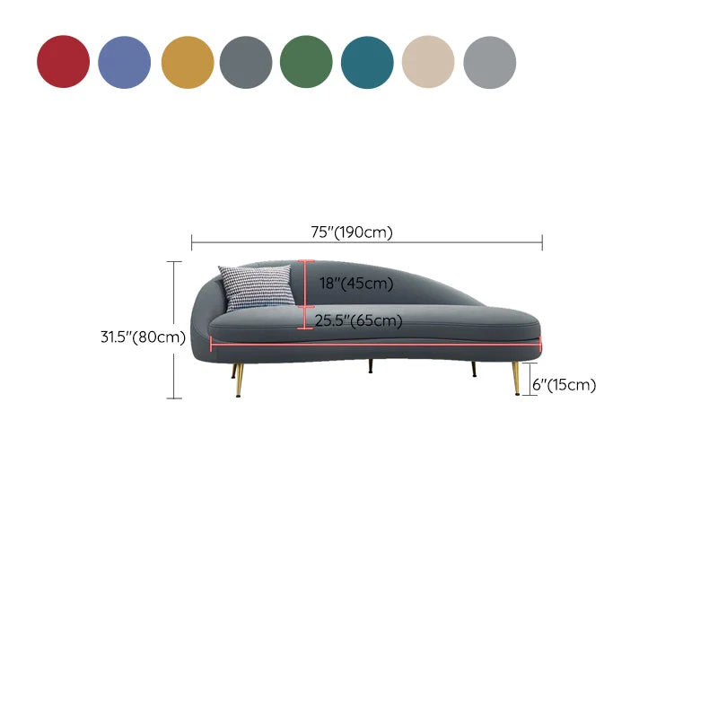 Scandinavische effen kleur fluweel getufte chaise stoel met gerolde armen Clearhalo