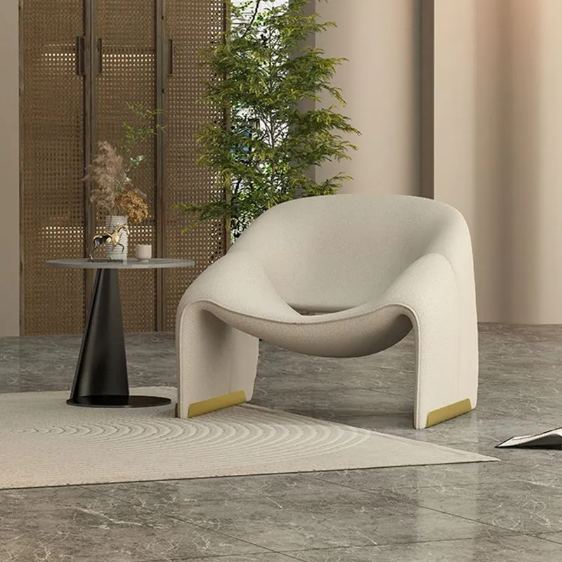 Scandinavische fauteuil met effen kleur en schuine armleuningen met vaste rugleuning en accentfauteuil Clearhalo