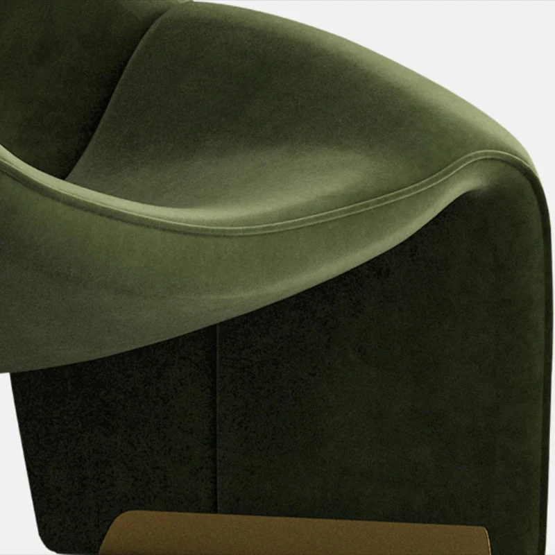 Scandinavische fauteuil met effen kleur en schuine armleuningen met vaste rugleuning en accentfauteuil Clearhalo