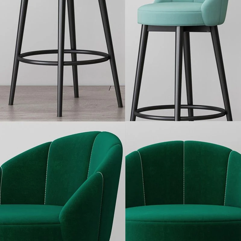 Scandinavische gestoffeerde voetsteun barkruk lage rugleuning Home fluwelen matte afwerking kruk Clearhalo
