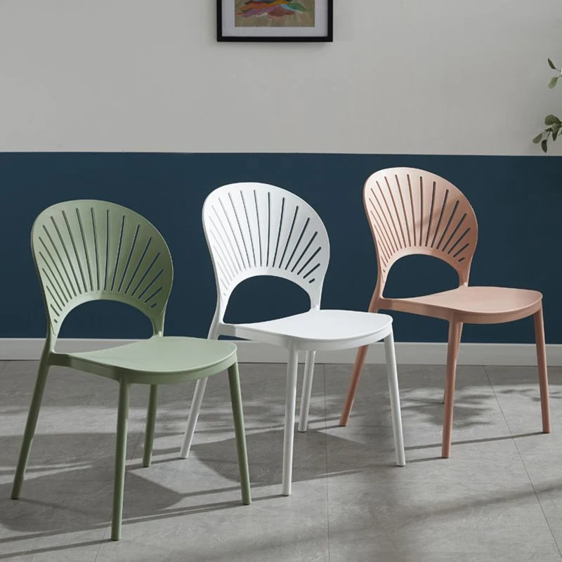 Scandinavische Home Open zijstoel Kunststof stapelbare eetkamerstoel Clearhalo