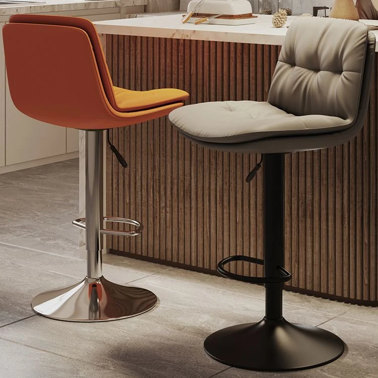 Scandinavische hoogte verstelbare barkruk, met leer beklede barkruk Clearhalo