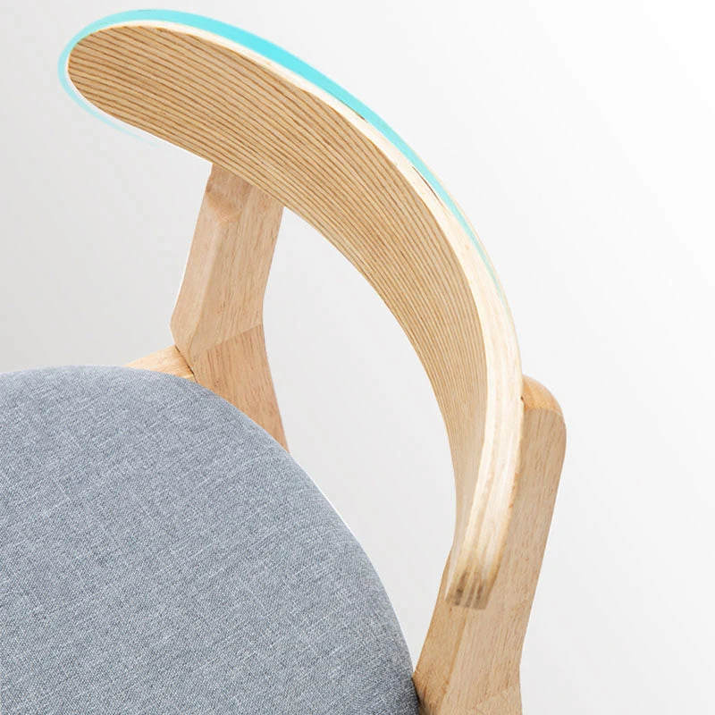 Scandinavische houten gestoffeerde counterkrukken Barkrukken met natuurlijke rugleuning en voetensteun Clearhalo