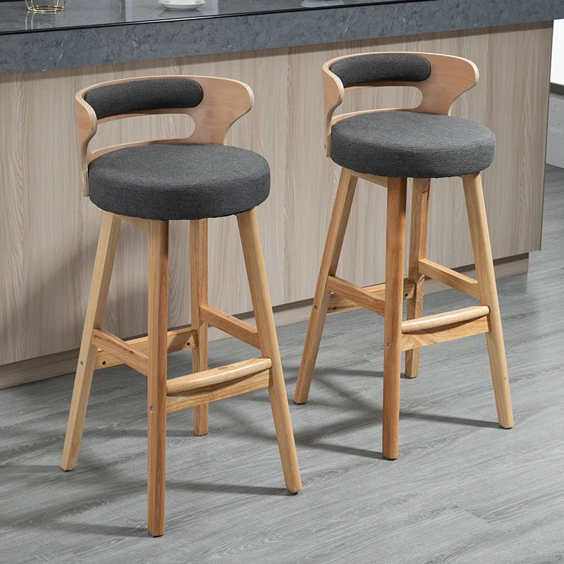 Scandinavische houten gestoffeerde tegenkrukken Barkrukken met lage rugleuning en ronde zitting Clearhalo