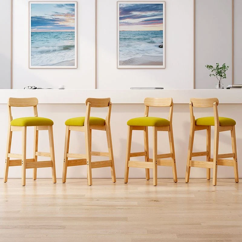 Scandinavische houten kruk, stof gestoffeerde zitbankkruk met matte afwerking Clearhalo