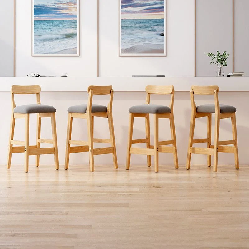Scandinavische houten kruk, stof gestoffeerde zitbankkruk met matte afwerking Clearhalo