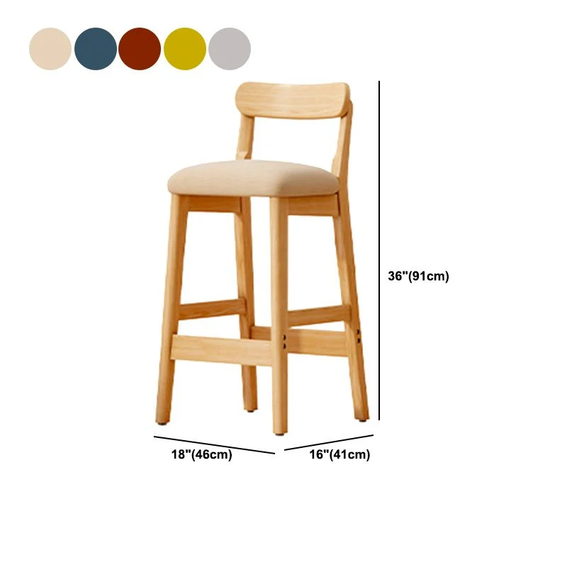 Scandinavische houten kruk, stof gestoffeerde zitbankkruk met matte afwerking Clearhalo