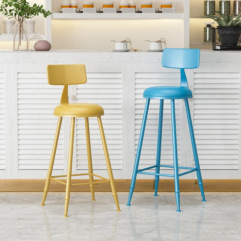 Scandinavische ijzeren barkruk met matte afwerking Koffieshop voetsteunkruk Clearhalo