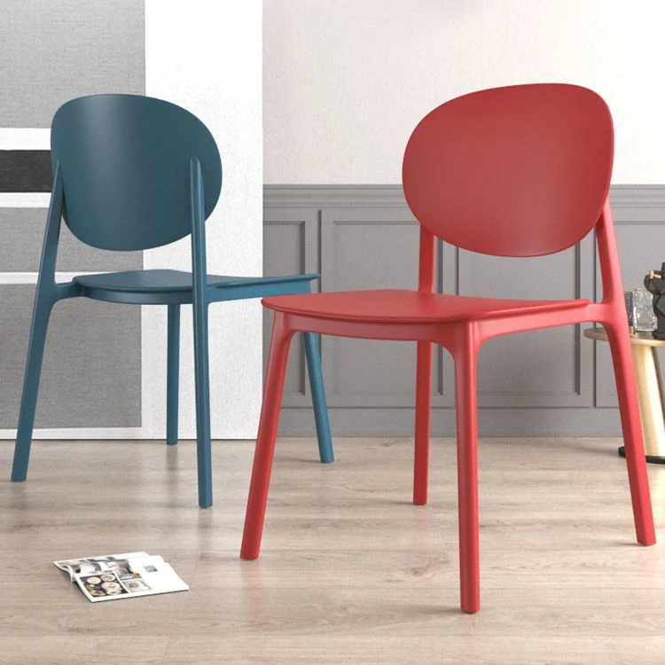 Scandinavische kunststof armloze stoel eetkamerstoel met open rug Clearhalo