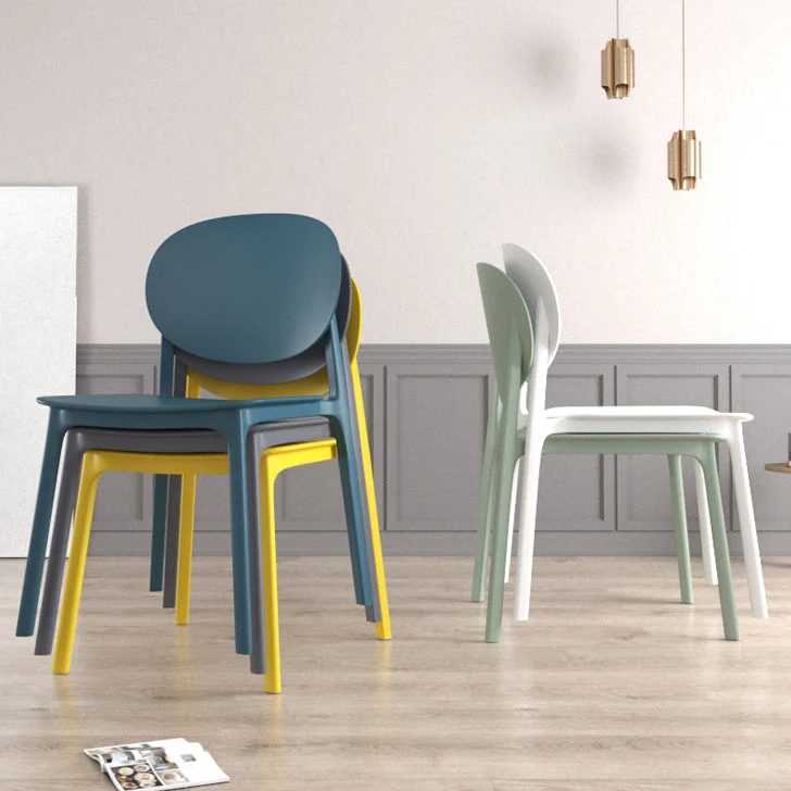 Scandinavische kunststof armloze stoel eetkamerstoel met open rug Clearhalo