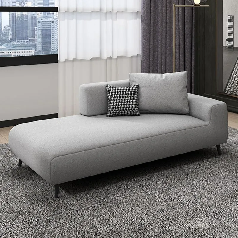 Scandinavische linnenmix-accentstoel met één armleuning, extra grote loungestoel Clearhalo