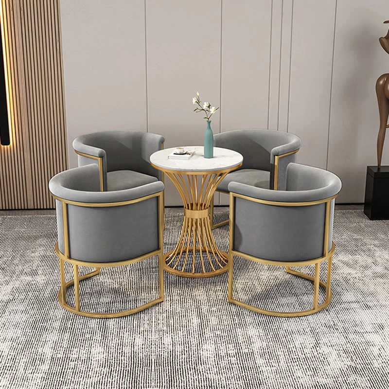 Scandinavische luxe stoffen eetkamerstoel Armloze stoel met stevige rugleuning Clearhalo