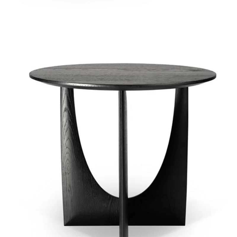 Scandinavische massief houten bijzettafel, ronde abstracte woonkamerbijzettafel Clearhalo