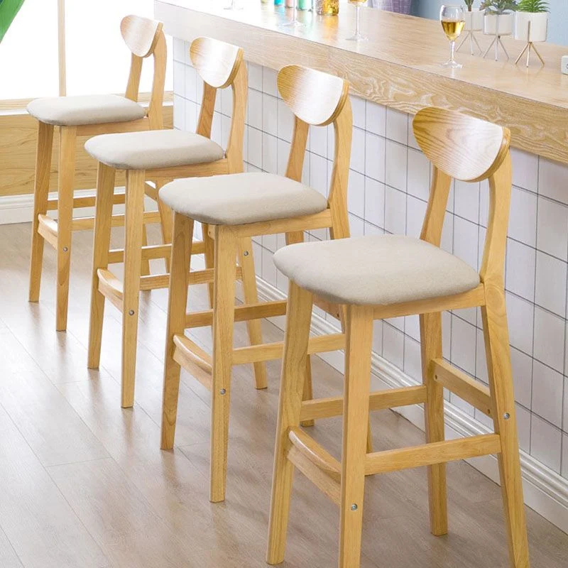 Scandinavische Milk Tea Shop Voetsteunkruk Matte afwerking massief houten barkruk Clearhalo