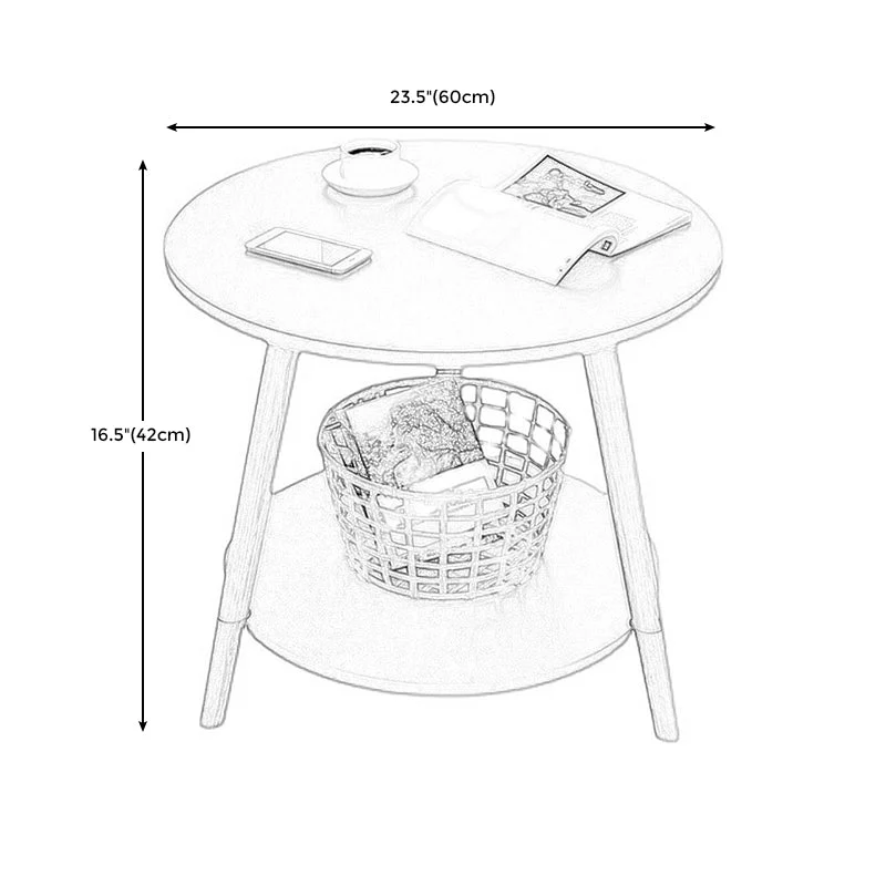 Scandinavische ronde bijzettafel, houten driepootbank, bijzettafel met opbergruimte Clearhalo
