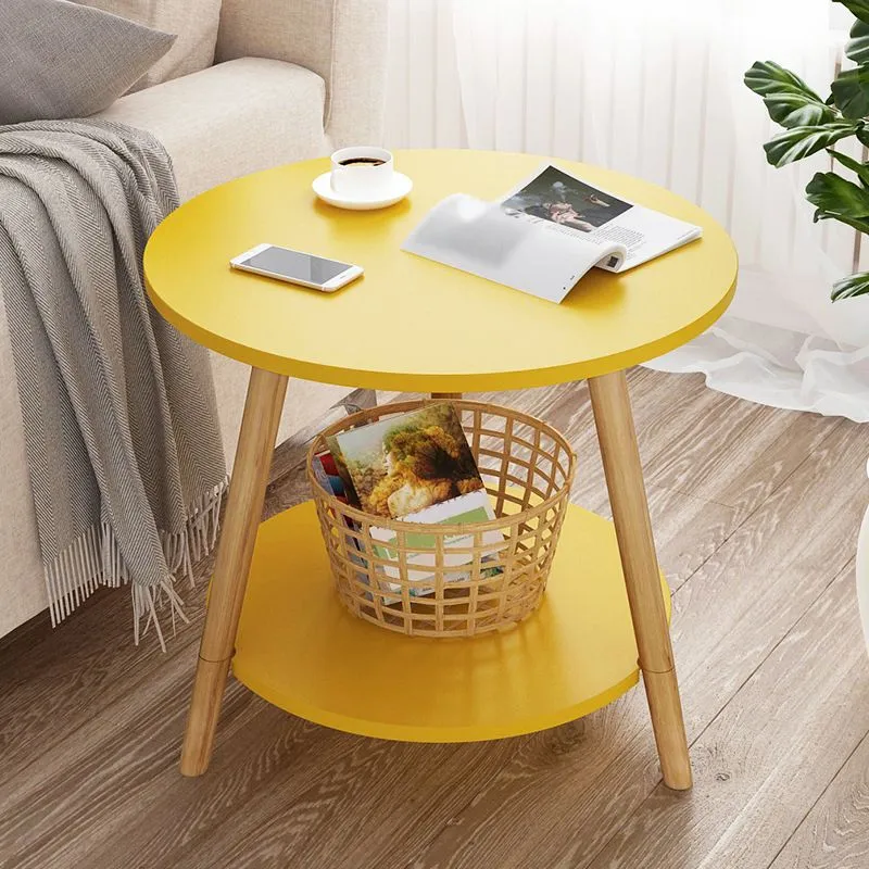 Scandinavische ronde bijzettafel, houten driepootbank, bijzettafel met opbergruimte Clearhalo