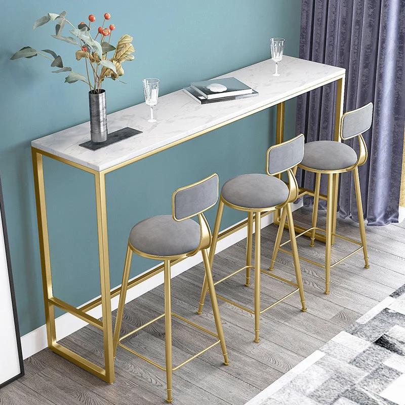 Scandinavische stijl barkruk fluwelen ronde barkruk met voetsteun Clearhalo