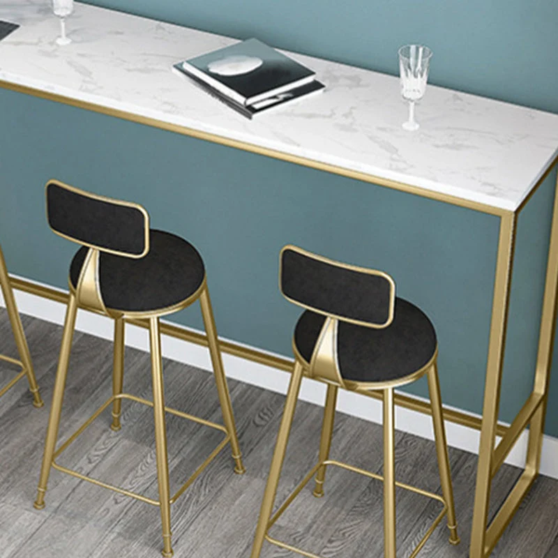 Scandinavische stijl barkruk fluwelen ronde barkruk met voetsteun Clearhalo