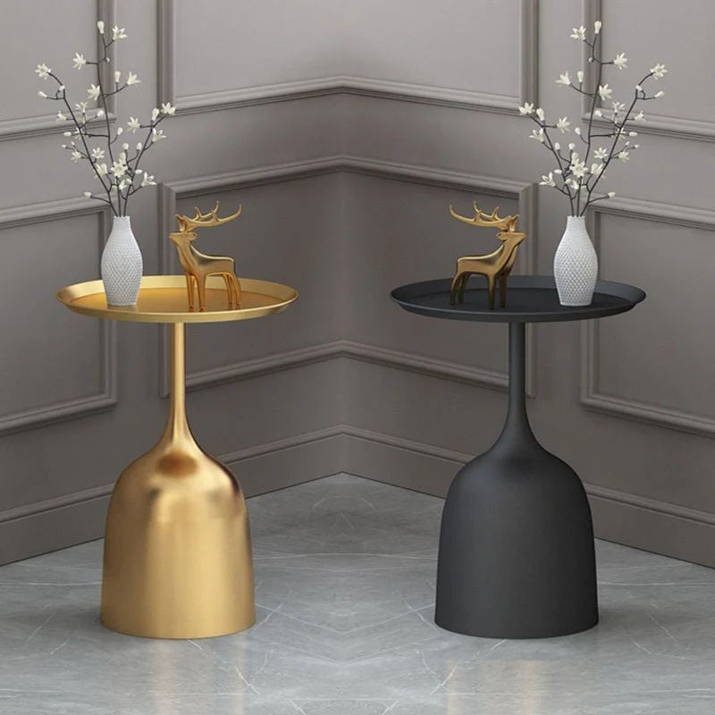 Sokkelblad Top-eindtafel Midden van de eeuw ronde minimalistische bijzettafel Clearhalo