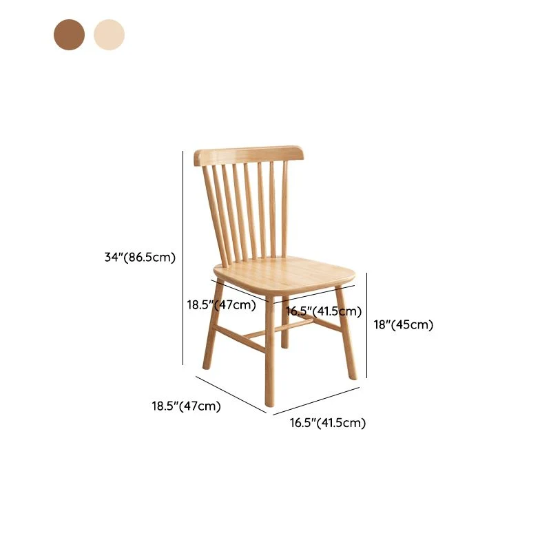 Solid Wood Dining Chair Industrial Style Windsor Back Side Chair Clearhalo
