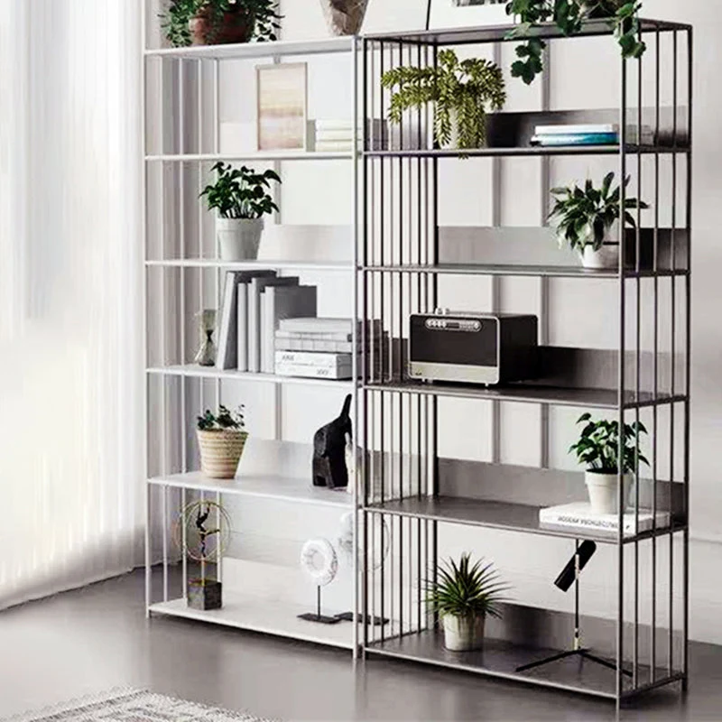 Standaard metalen boekenplank, hedendaagse verticale boekenkast met open achterkant Clearhalo
