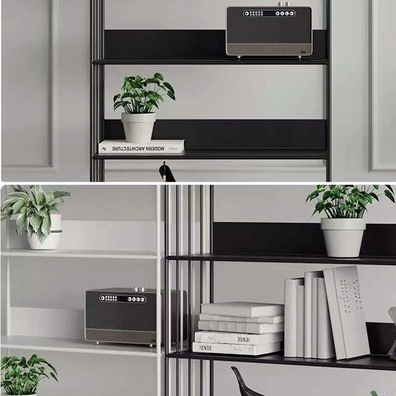 Standaard metalen boekenplank, hedendaagse verticale boekenkast met open achterkant Clearhalo
