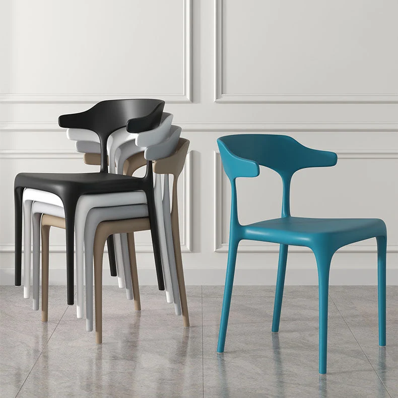 Stapelbare stoelen eigentijdse stijl, eetkamerstoelen zonder armleuningen met kunststof poten Clearhalo