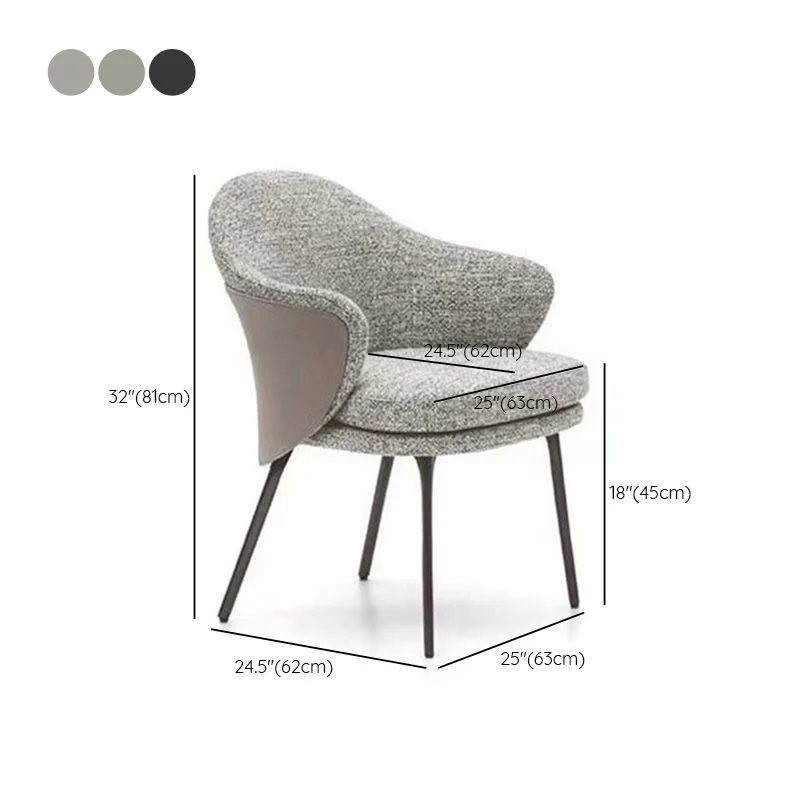 Stoffen eetkamerstoelen Parsons fauteuil Scandinavische stijl met zwarte poten Clearhalo