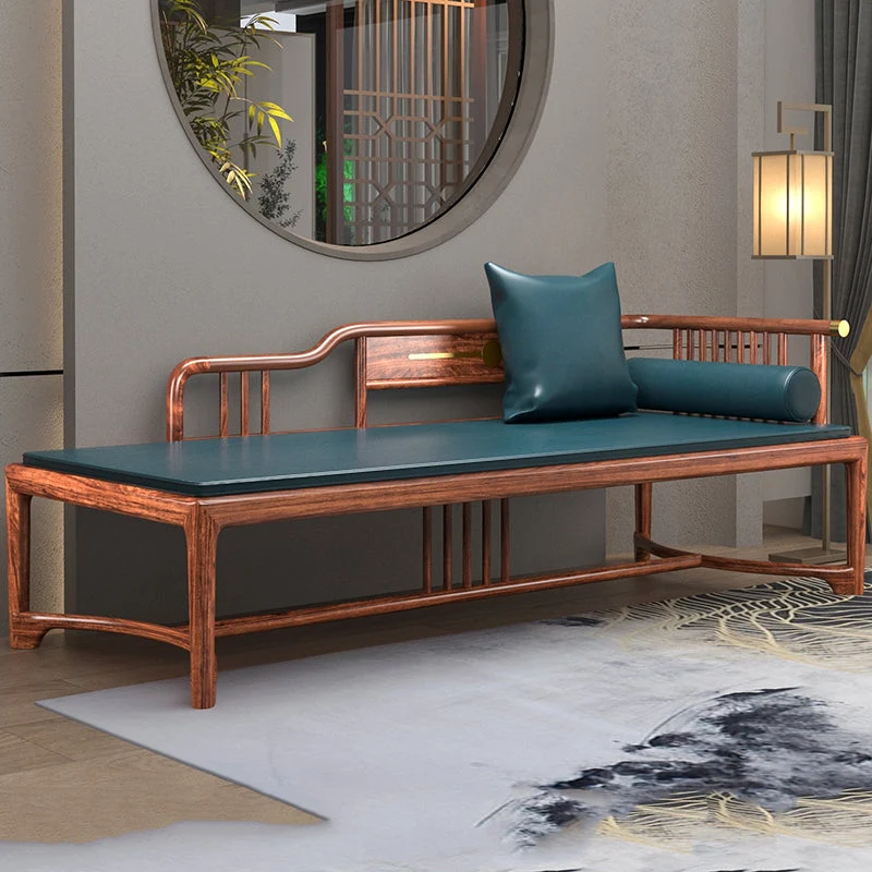 Traditioneel Bruin met Armen Chaise Houten Ronde Armen voor Slaapkamer Woonkamer Clearhalo