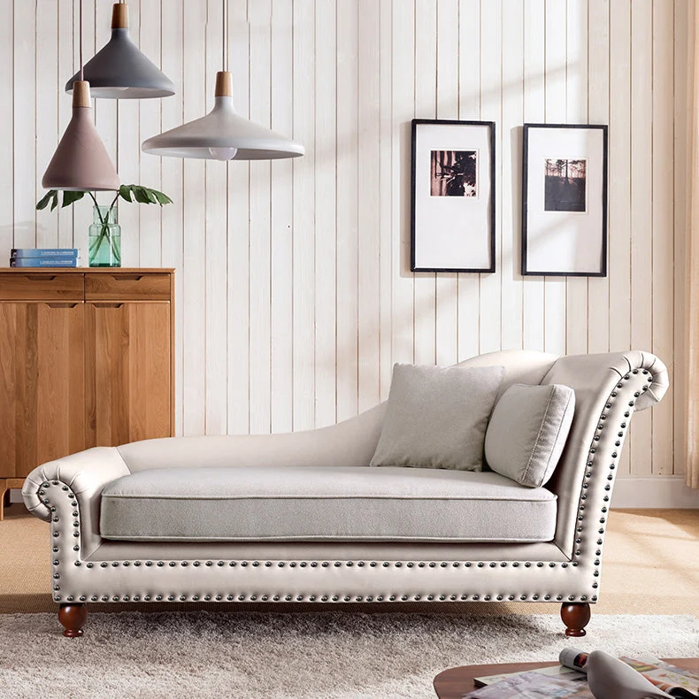 Traditionele chaise longue Chaise longue van kunstleer met armleuning Clearhalo