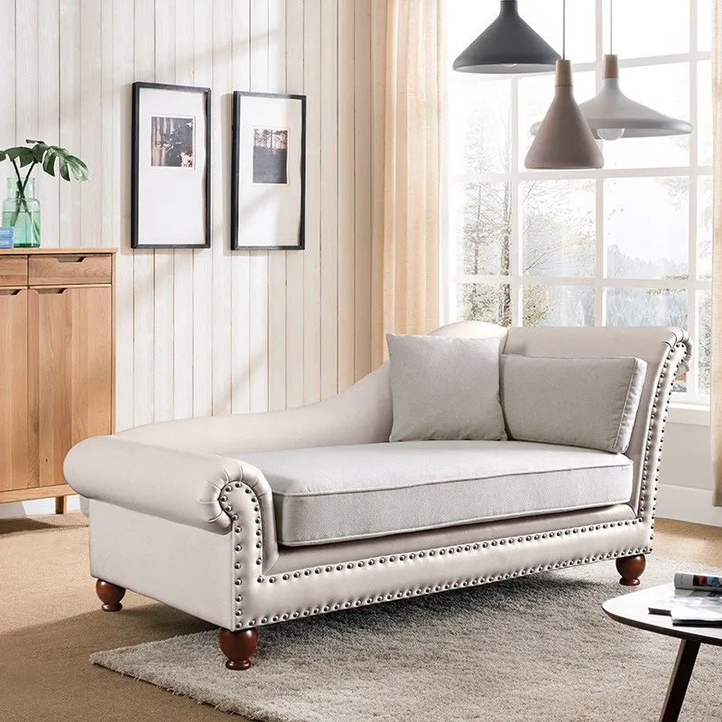Traditionele chaise longue Chaise longue van kunstleer met armleuning Clearhalo