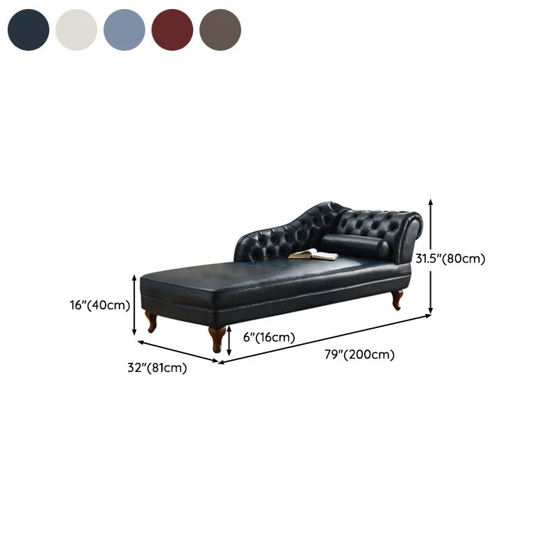 Traditionele Chaise Lounge-vloerstoel van echt leer met verzonken armen Clearhalo