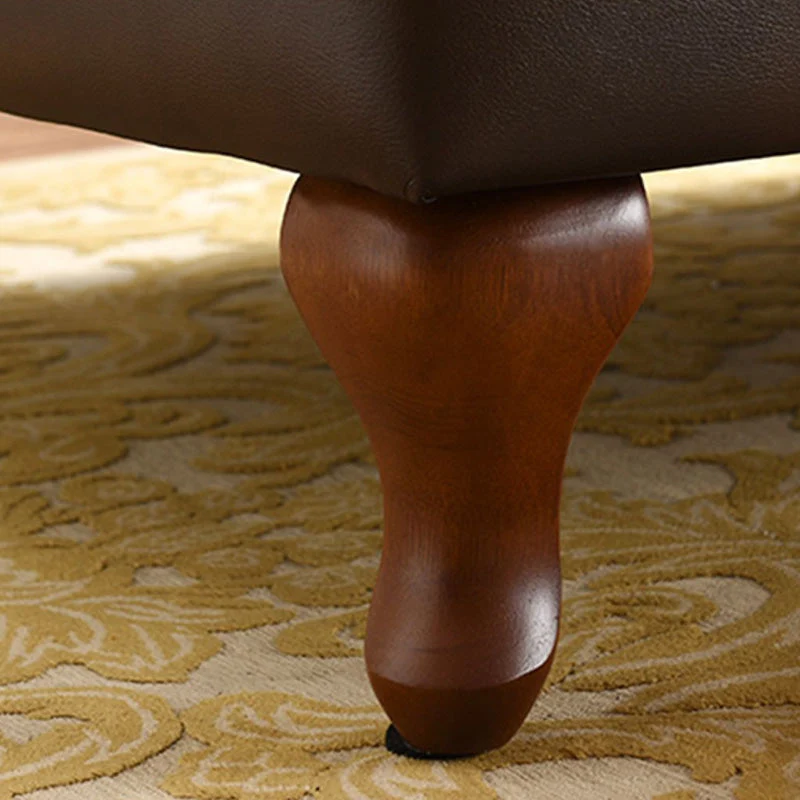 Traditionele Chaise Lounge-vloerstoel van echt leer met verzonken armen Clearhalo